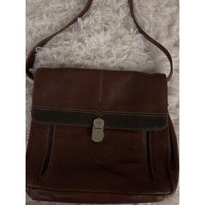 Vintage Stefano Orso Brown Italian Leather Messenger Satchel Bag Crossbody